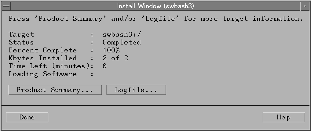 Install Window dialog