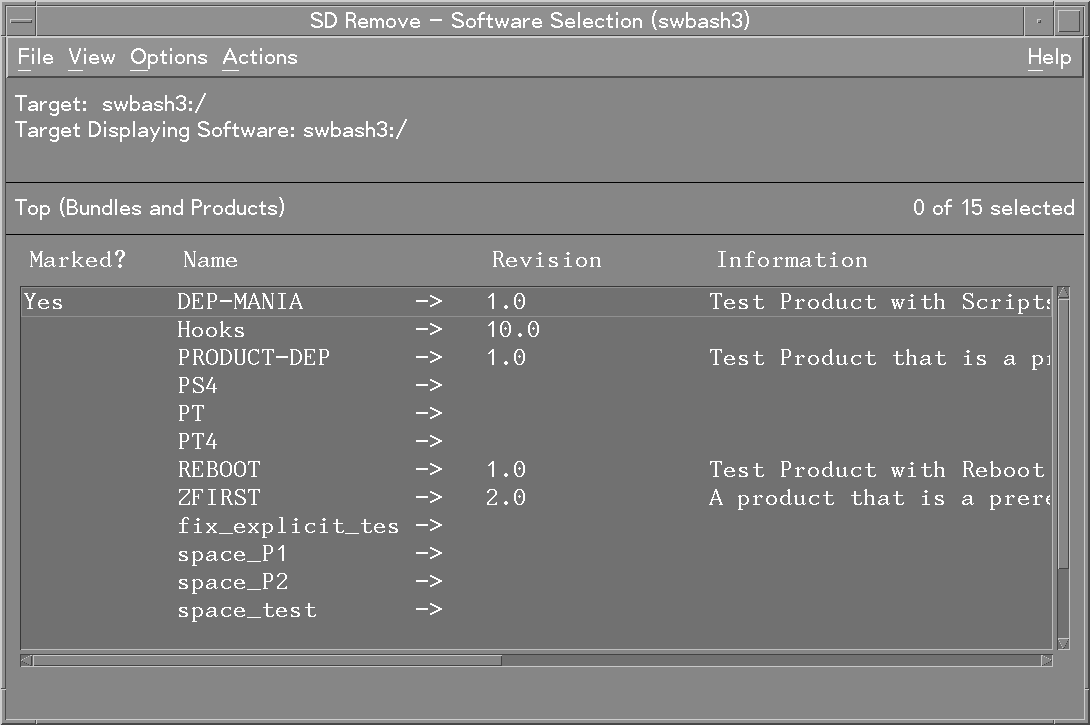 swremove Software Selection Window