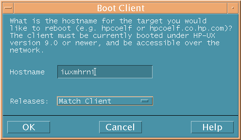 Boot Client Dialog Box