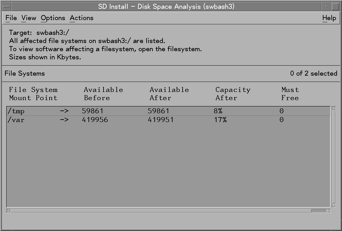 Disk Space Analysis Window