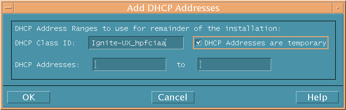 Add DHCP Addresses Dialog Box
